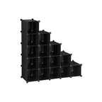Shoe rack - plastic - with 15 compartments - shoe storage - white