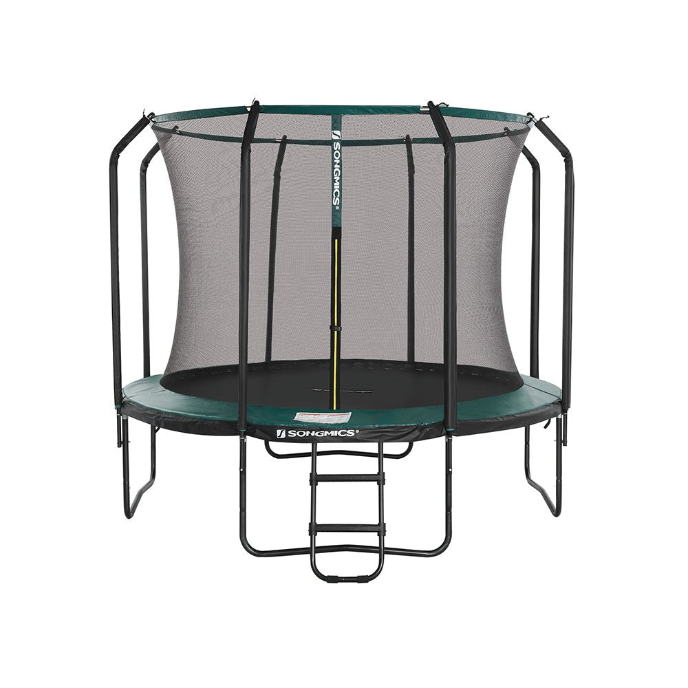 Trampoline - Ø 305 cm - Garden trampoline with net and ladder - Dark green