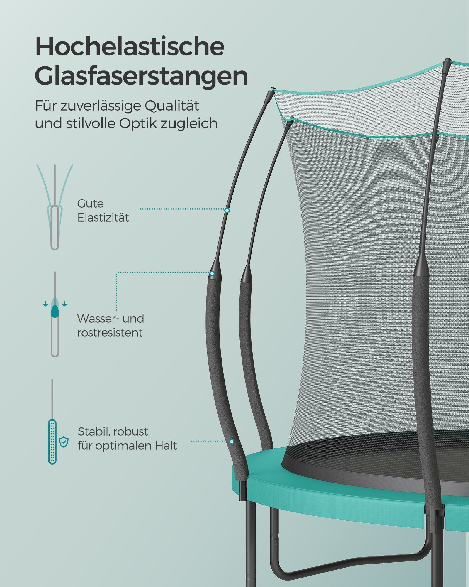 Trampoline safety net - with zipper - Ø 305 cm