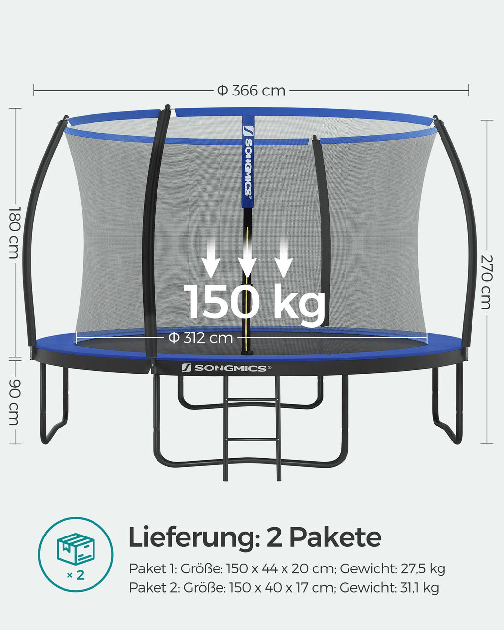Garden trampoline - with safety net - Ø 366 cm