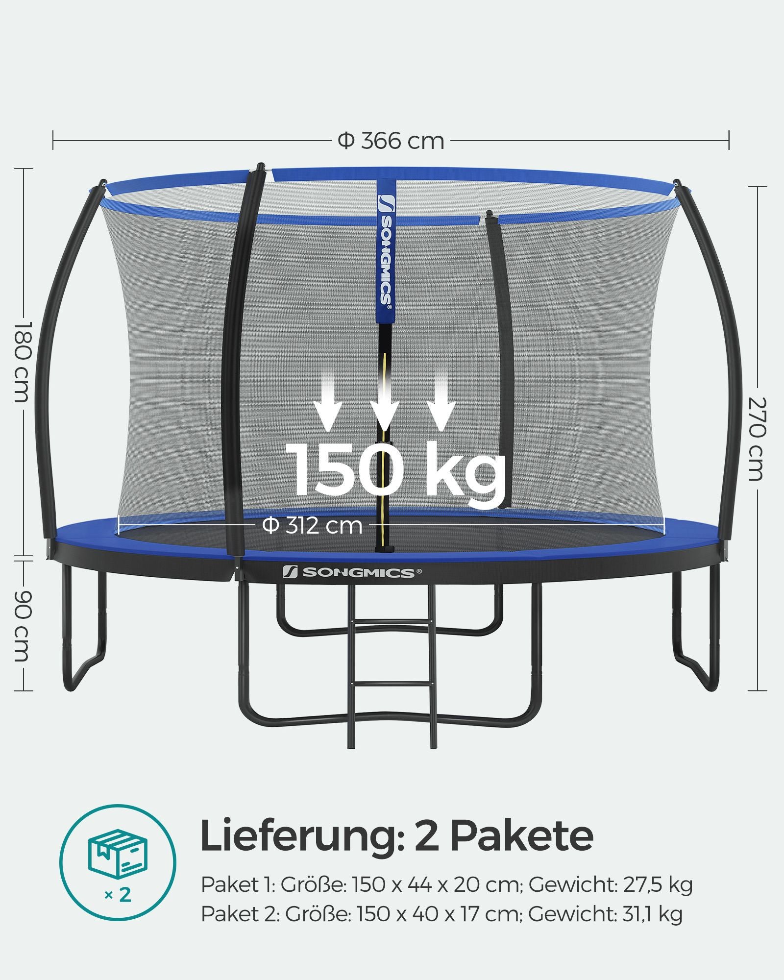 Garden trampoline - with safety net - Ø 366 cm