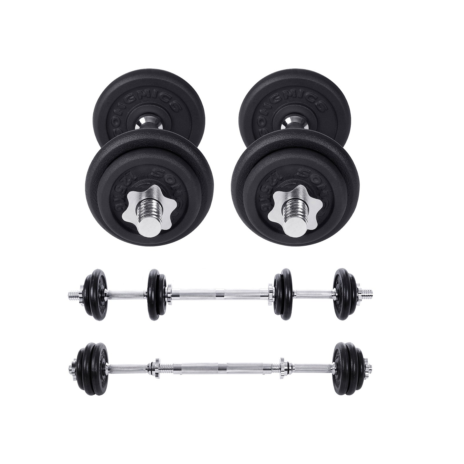 HALKERSET - Adjustable Dumbbell and Barbell set - Fitness Halter Set - With Halter Rang
