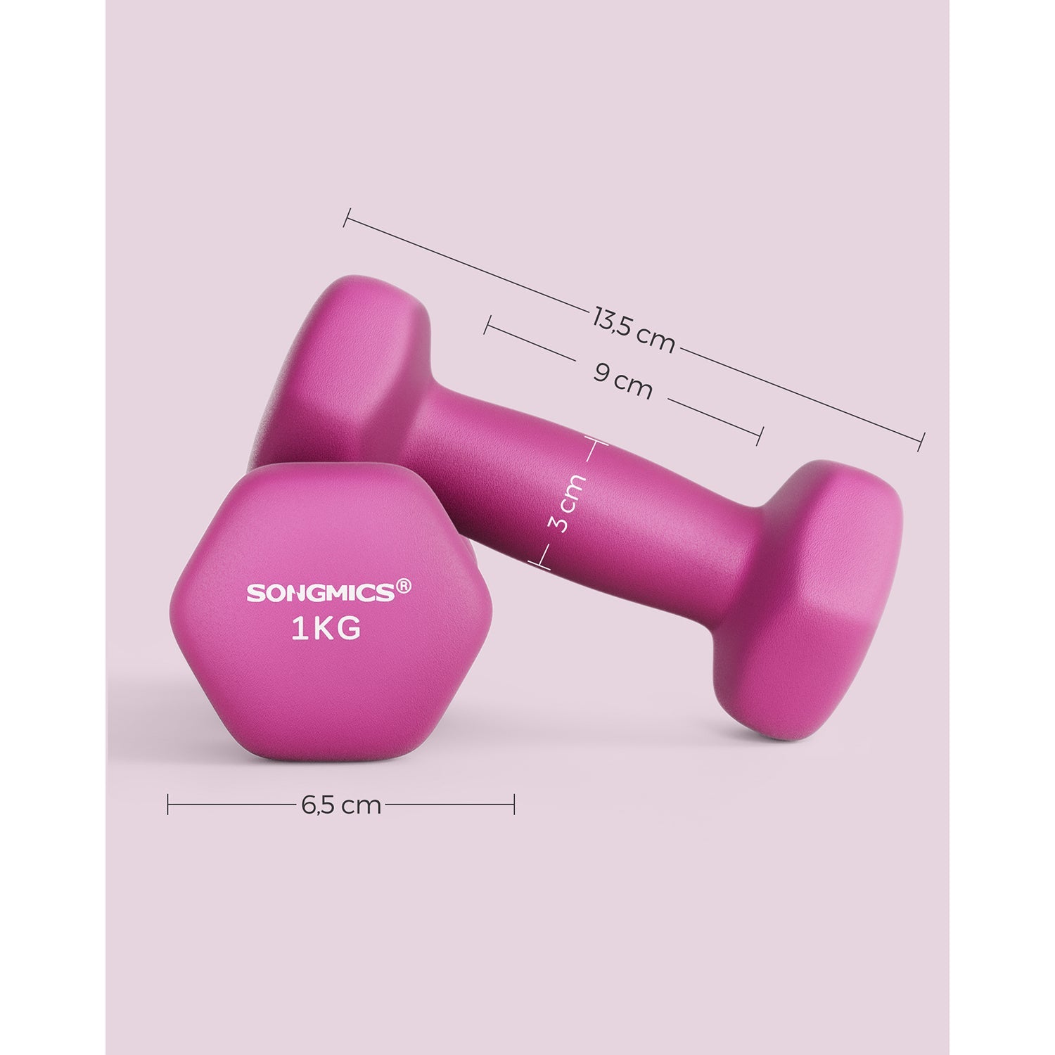Halters - 2 weights of 1 kg - Halter set - Pink