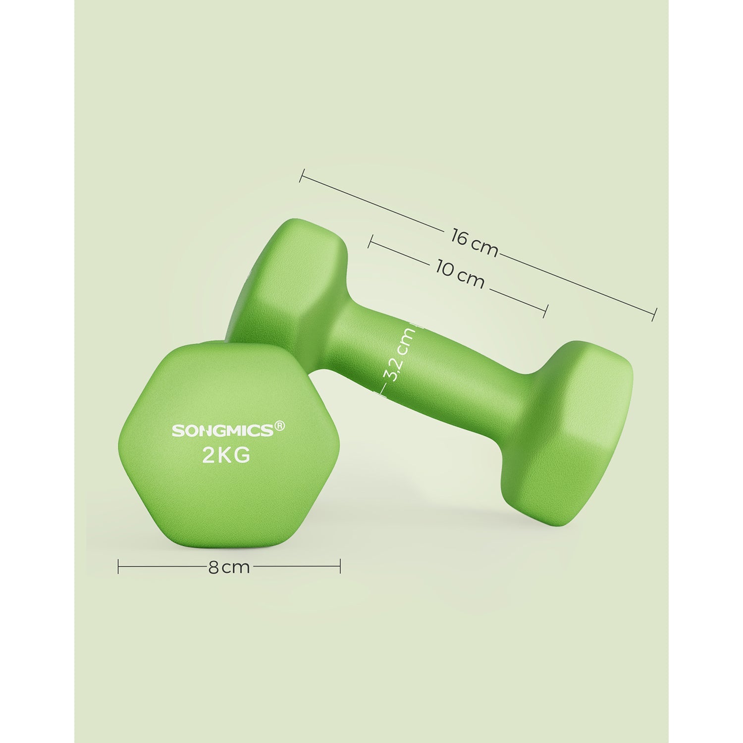 Halters - 2 weights of 2 kg - Halter set - Green