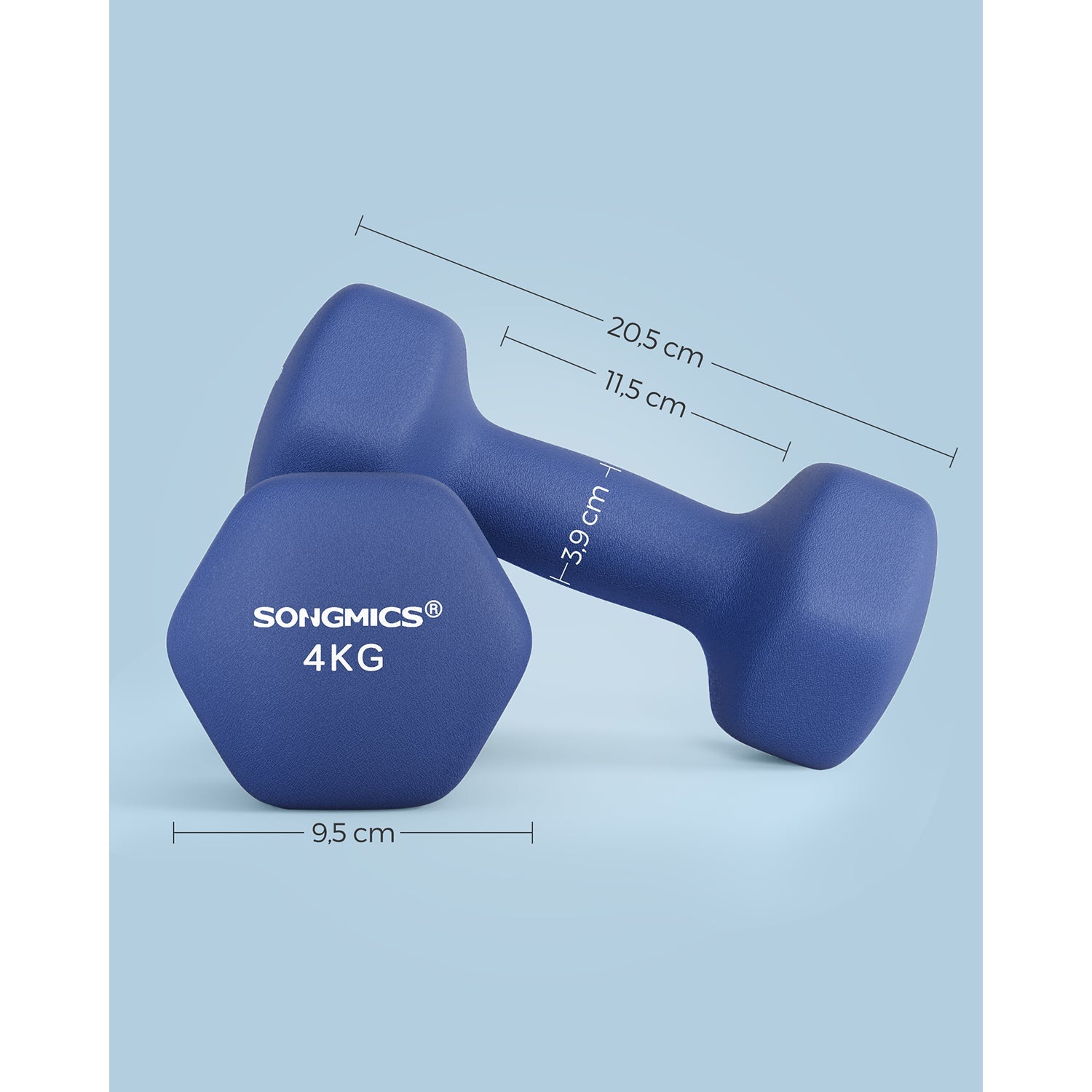 Halters - 2 weights of 4 kg - Halter set - Blue
