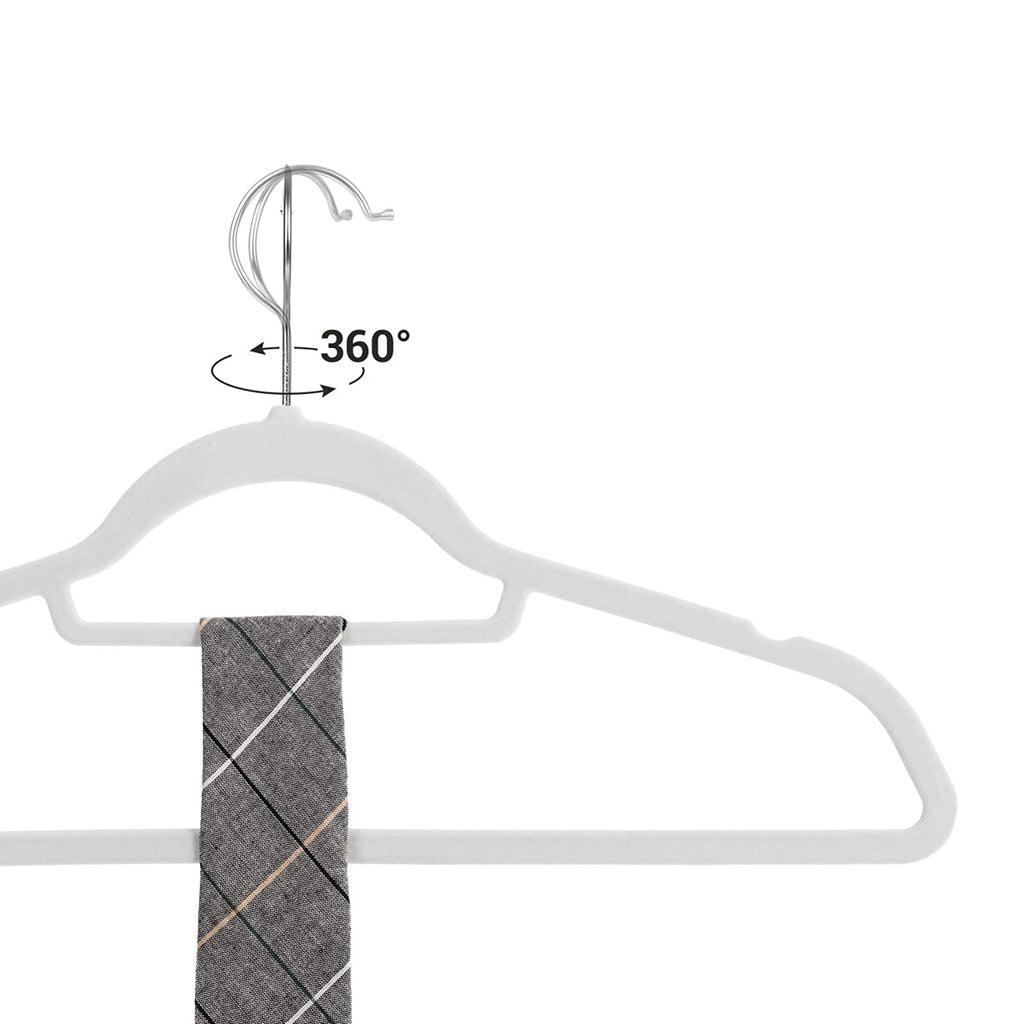 Clothing hangers - Velvet - Set of 20 - 0.6 cm thick - White