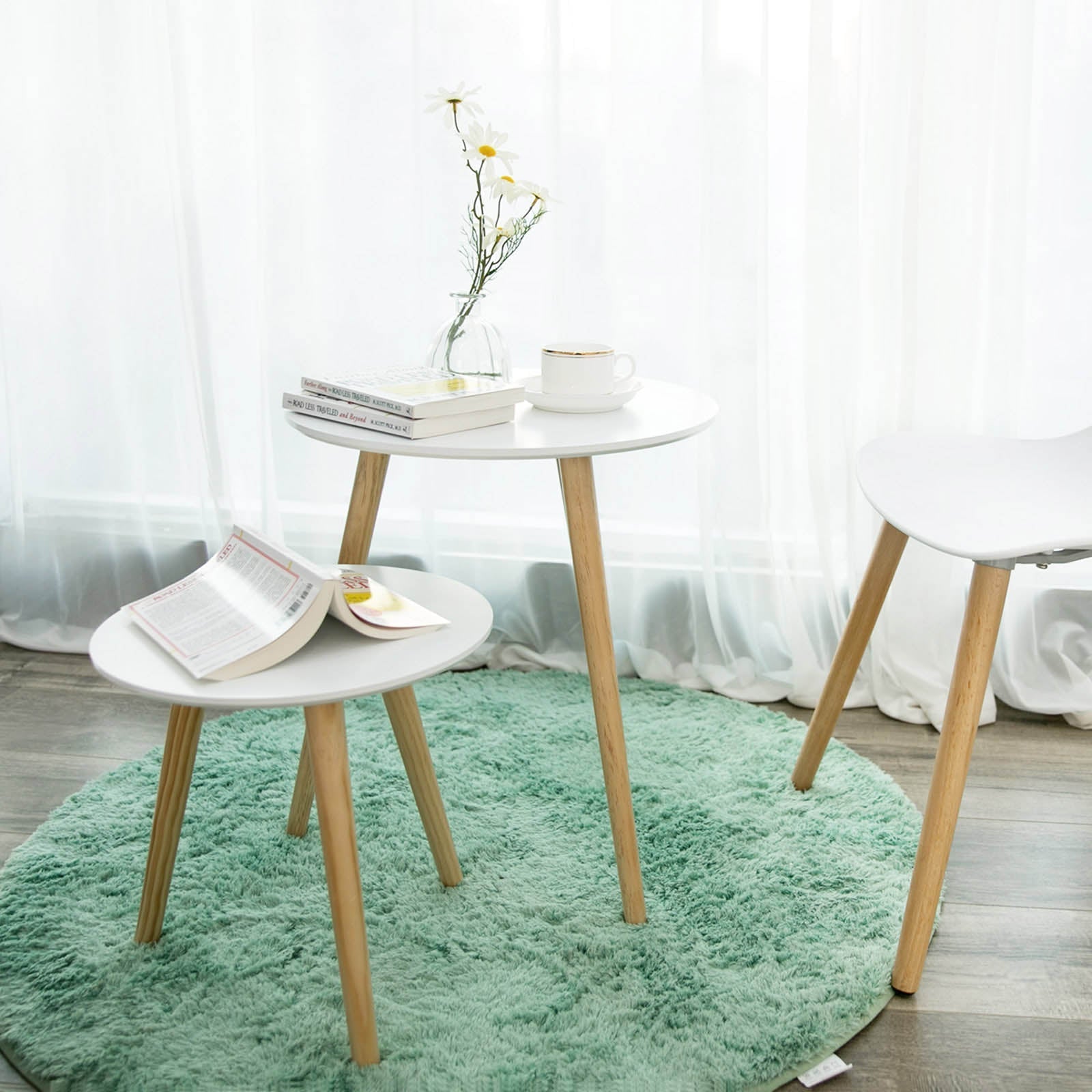 Side tables - Set of 2 - Round - White