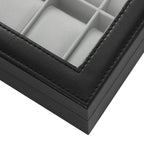 Watchbox - 10 compartments - Glass lid - Black/Gray