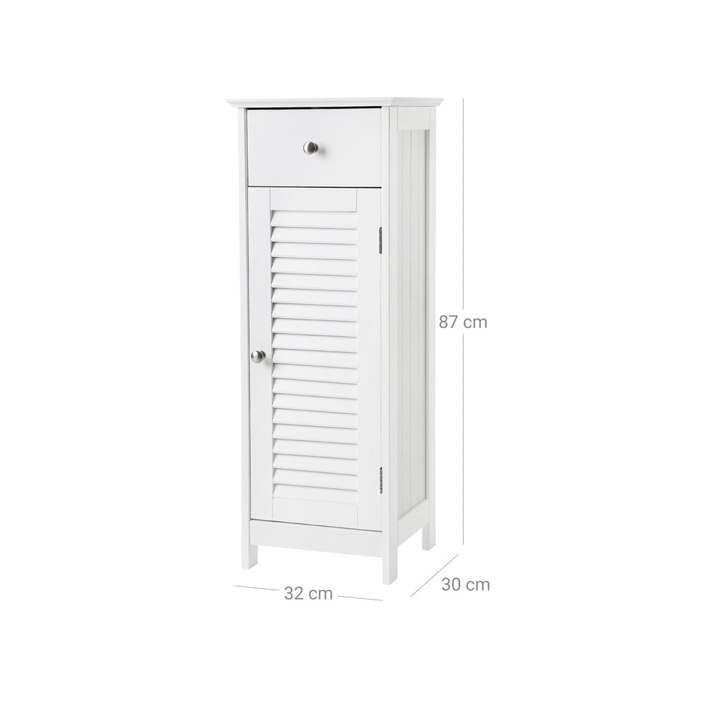 Bathroom Cabinet - Smal - With Louvredeur - White