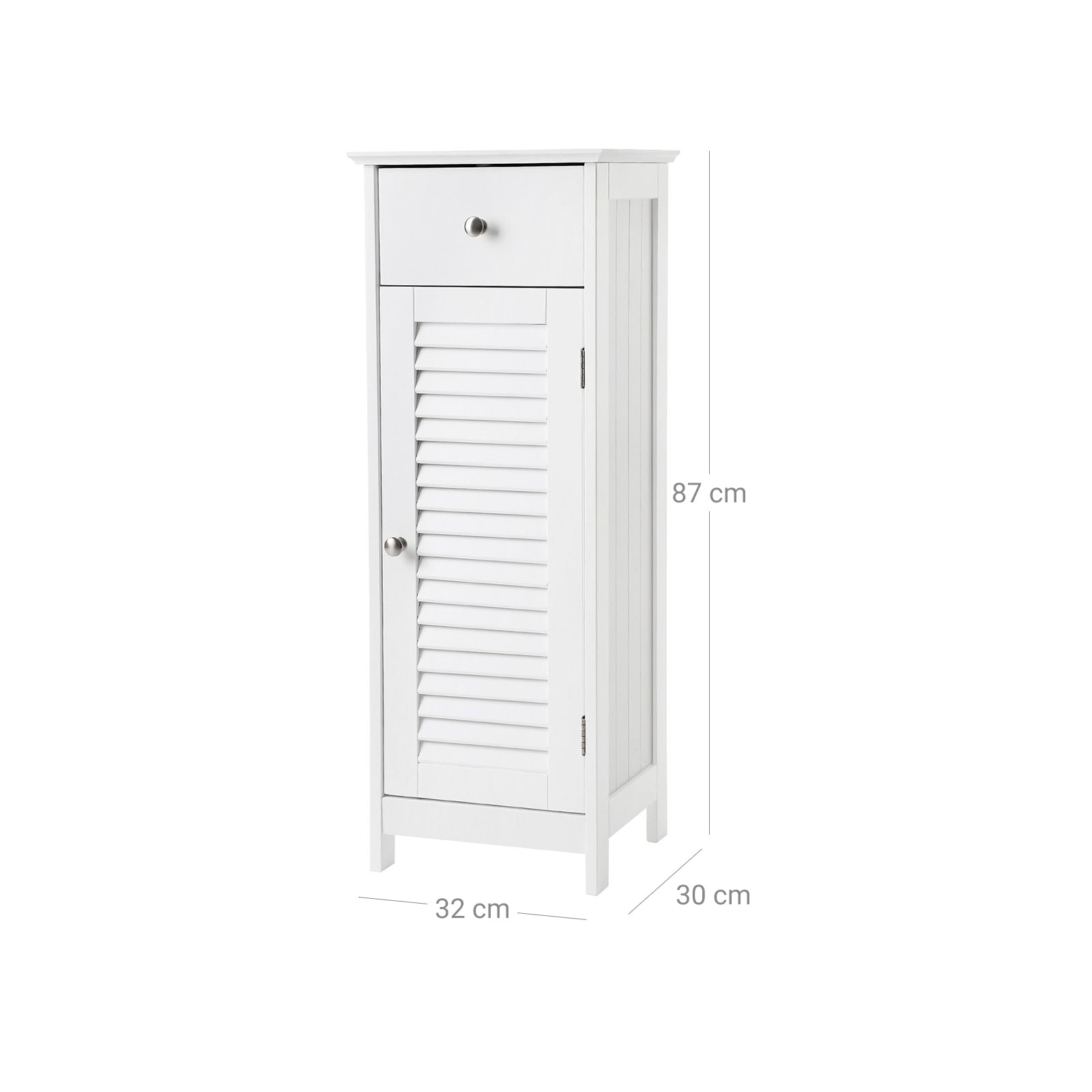 Bathroom Cabinet - Smal - With Louvredeur - White