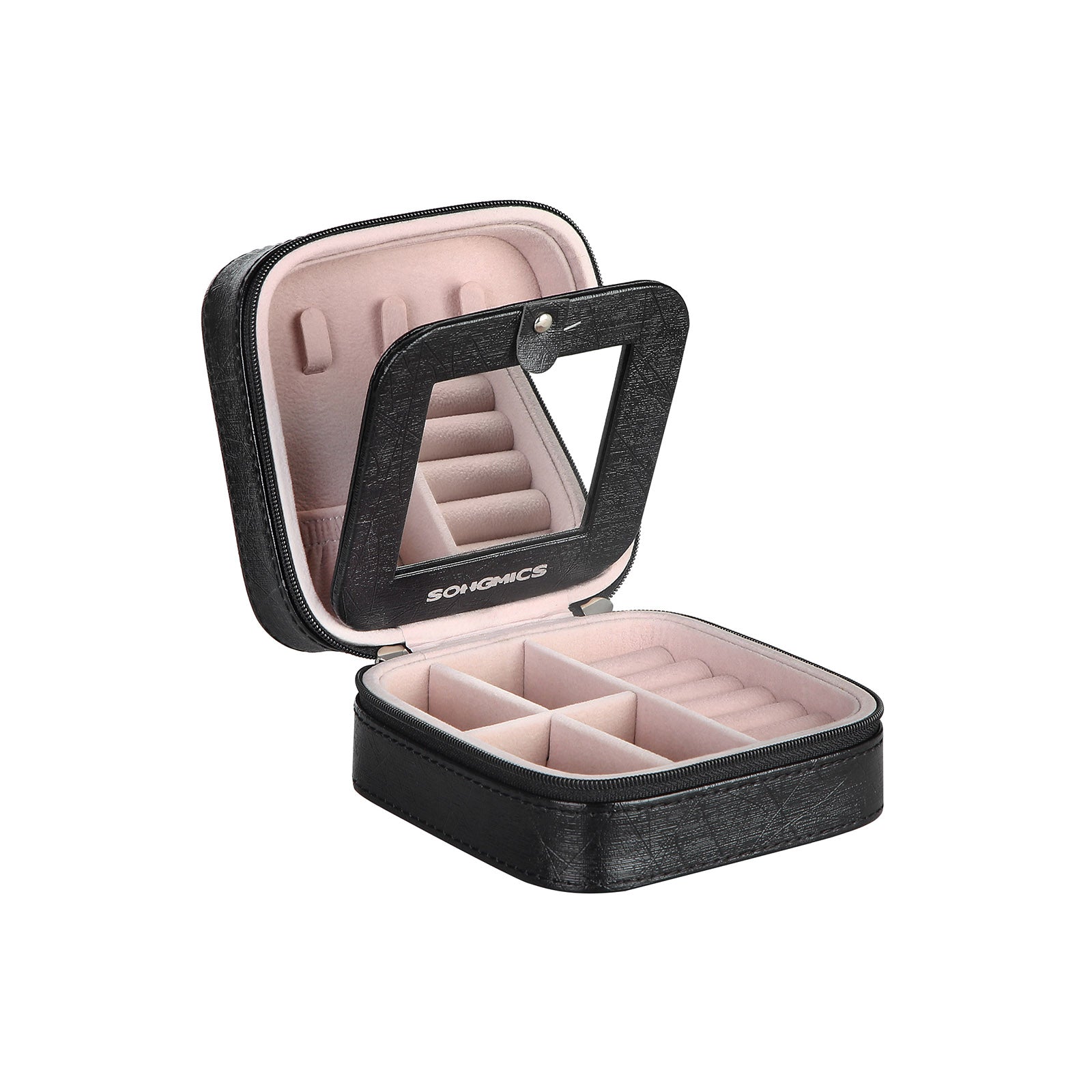 Jewelry box-with mirror-PU cover-gift idea-ink-black