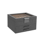 Jewelry box - With glass lid and 2 drawers - White