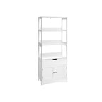 Bathroom cabinet - Detached High Cabinet - 60 x 32.5 x 154 cm - 3 open compartments - 1 drawer - 2 doors - White