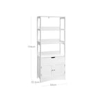 Bathroom cabinet - Detached High Cabinet - 60 x 32.5 x 154 cm - 3 open compartments - 1 drawer - 2 doors - White