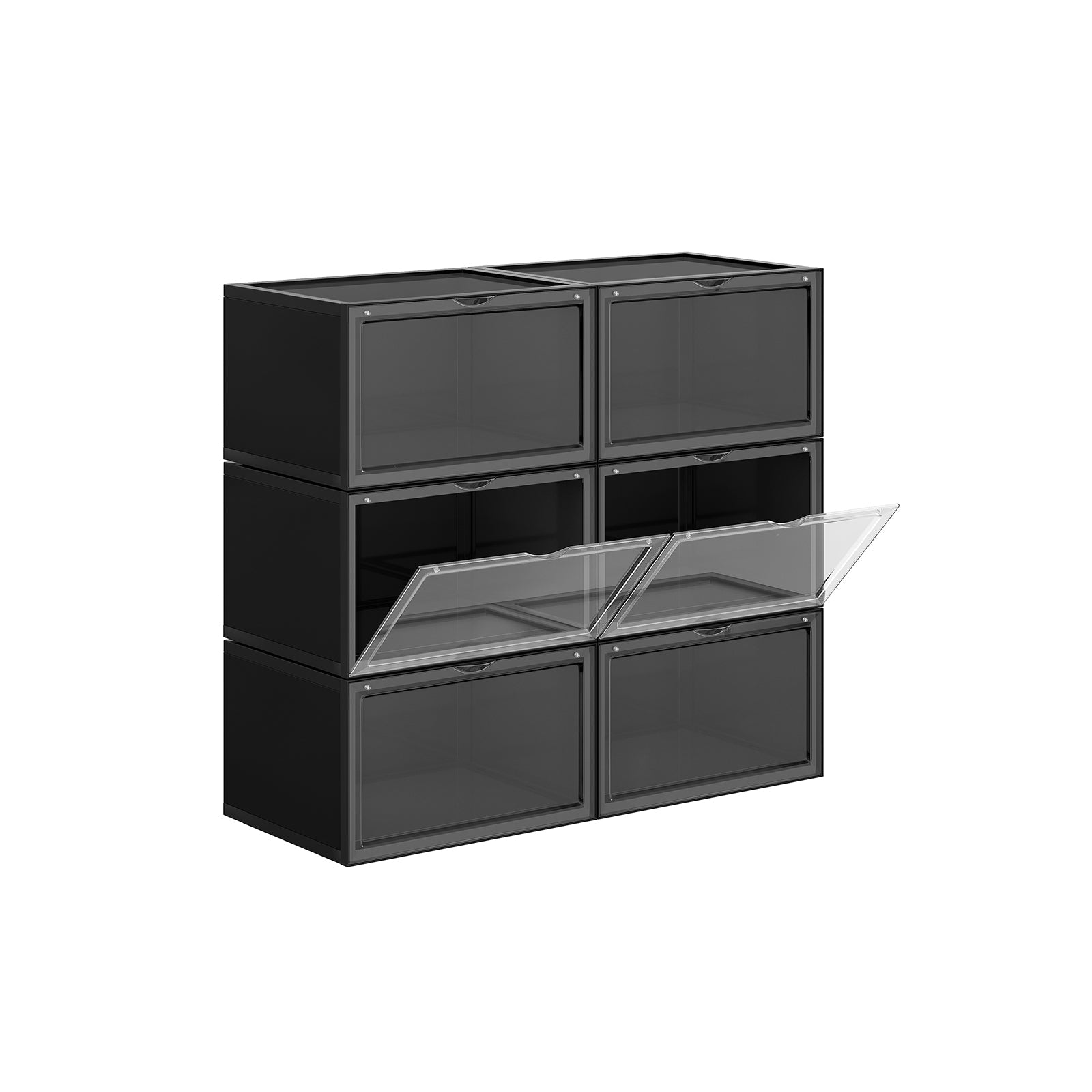 Shoe boxes - Set of 6 - Stackable storage boxes - 46.36 x 28 x 22 cm - Transparent