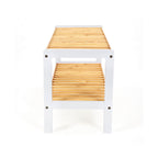 Shoe rack - bamboo - 2 levels - bathroom shelf - white/natural