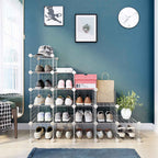 Shoe rack - Cube cabinet - 15 metal wire pockets - White