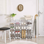 Shoe rack - Cube cabinet - 15 metal wire pockets - White