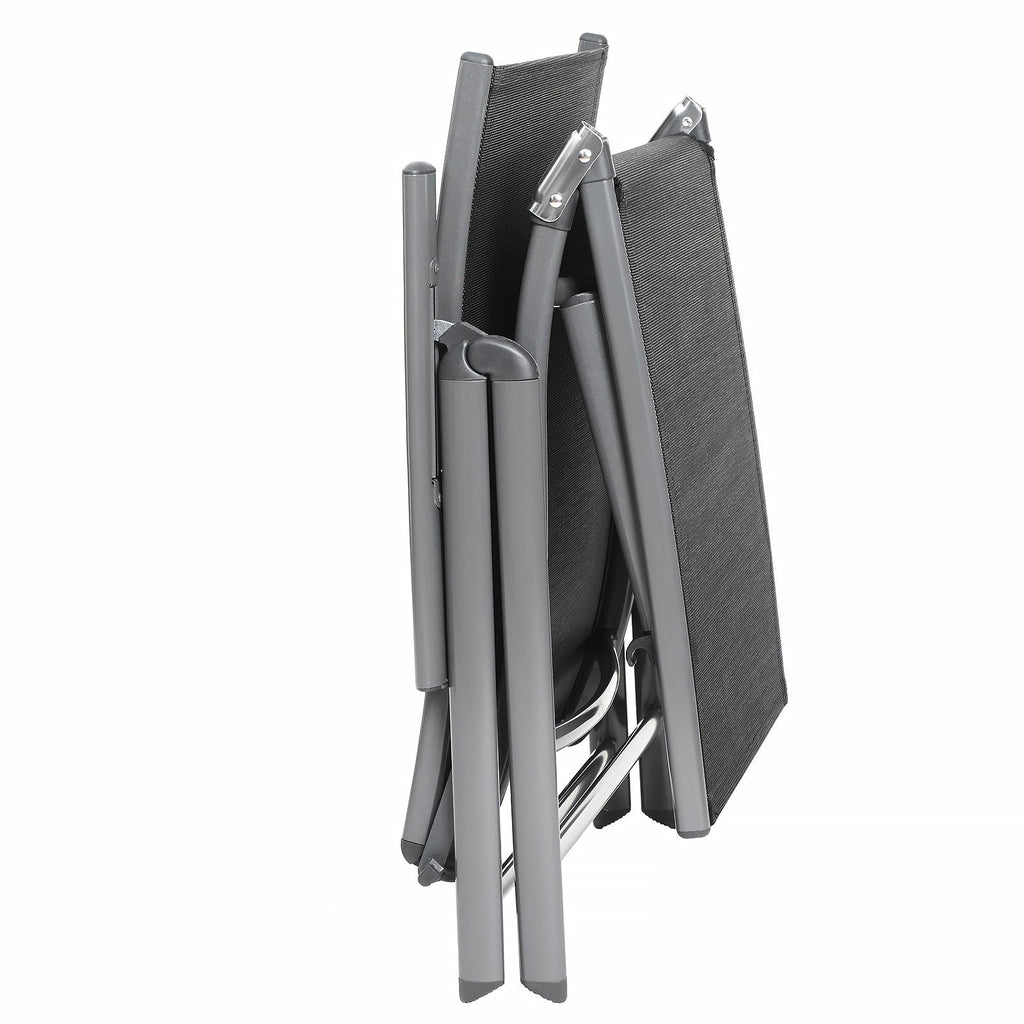 Lounge chair - Foldable - With removable cushion - Stainless aluminum - Black