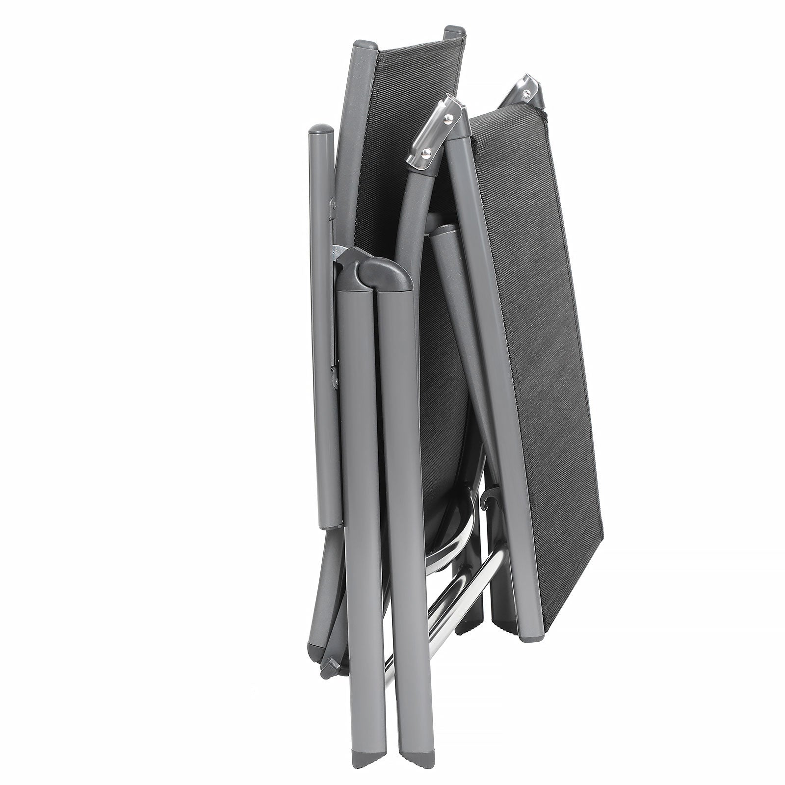 Lounge chair - Foldable - With removable cushion - Stainless aluminum - Black