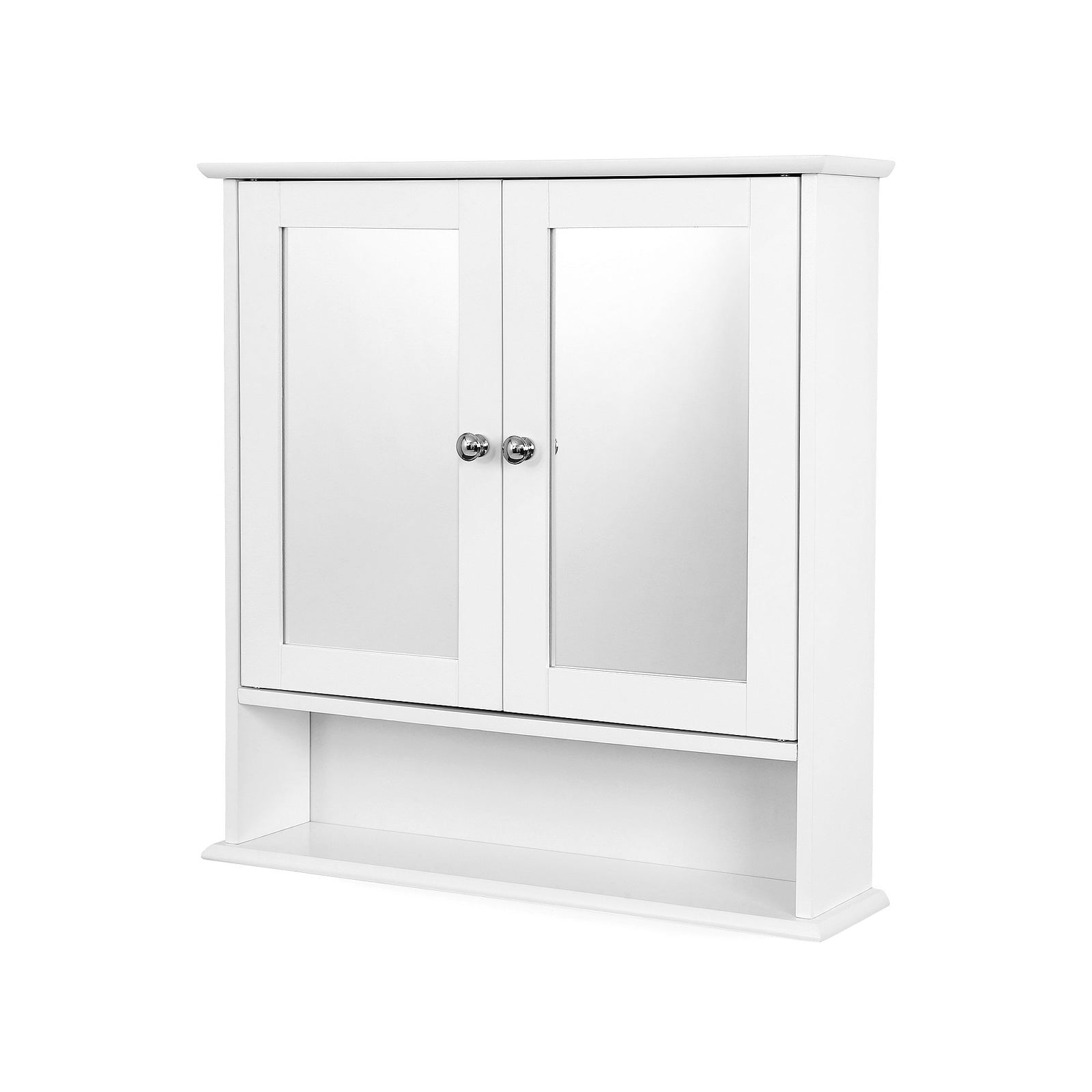 Mirror cabinet - Wall cabinet - Double door - Wood - White