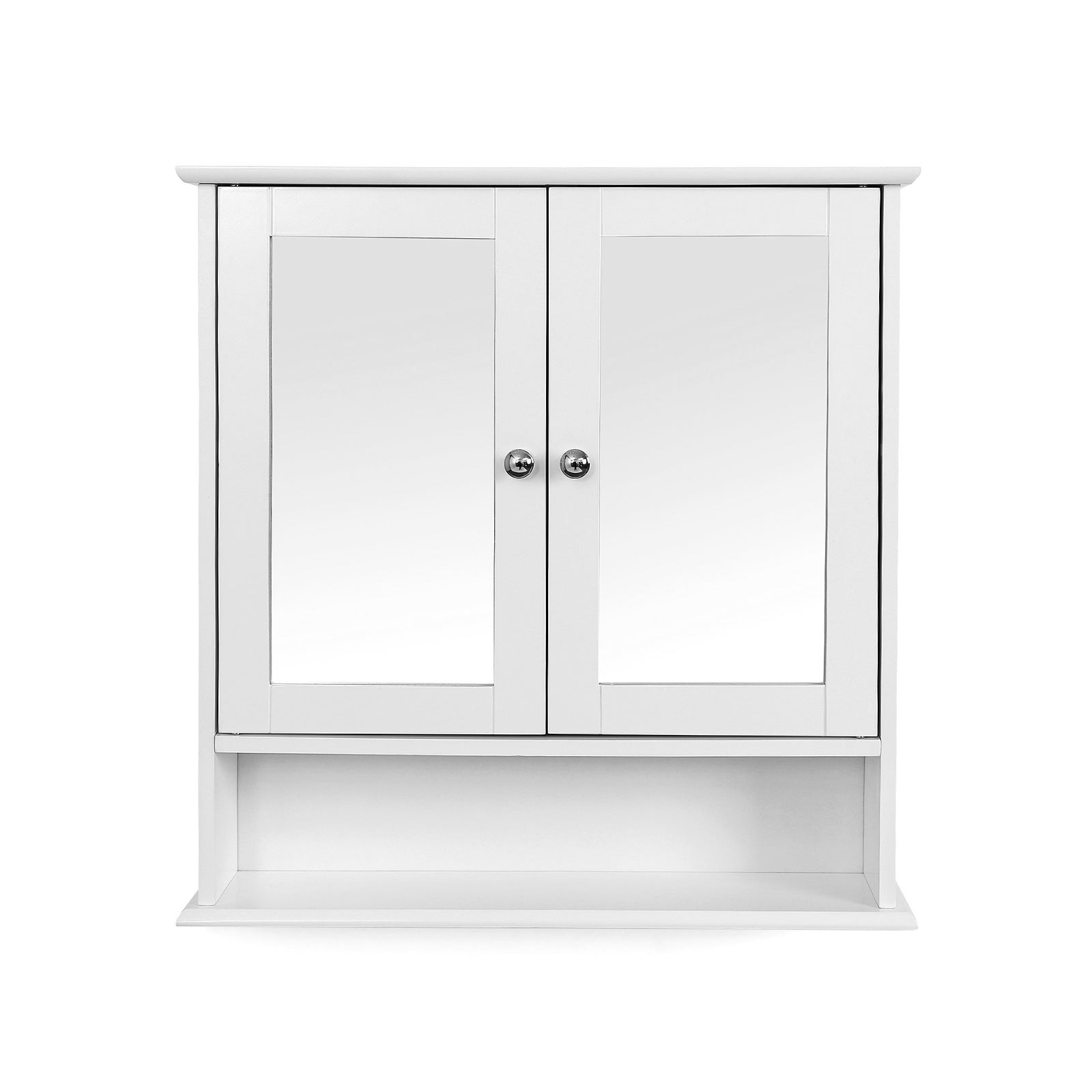 Mirror cabinet - Wall cabinet - Double door - Wood - White