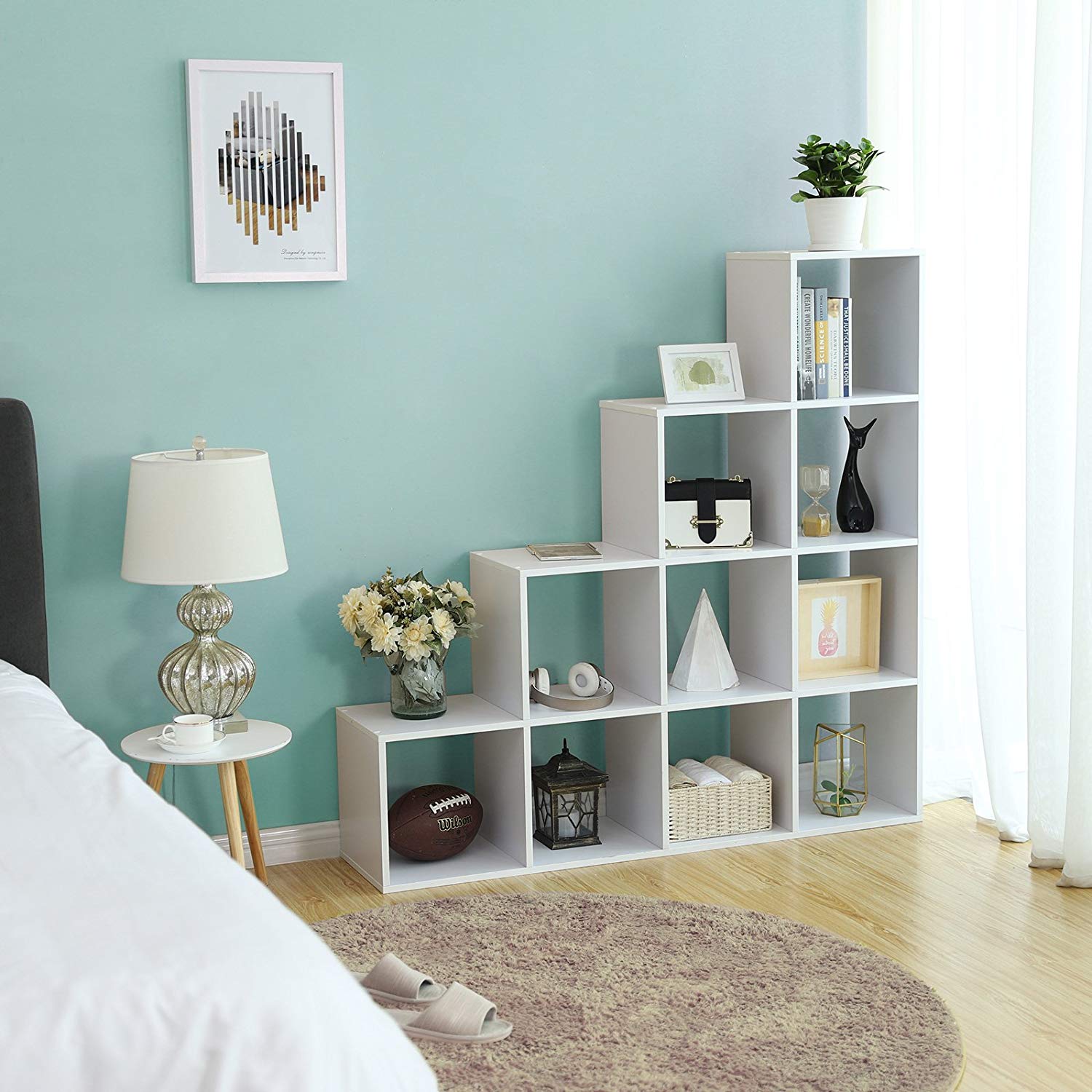 Bookcase - 10 cube compartments - Standing cupboard - White