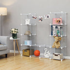 Storage cabinet - Cube cabinet with 12 compartments - Rack system with wire grid - Standing cupboard - White