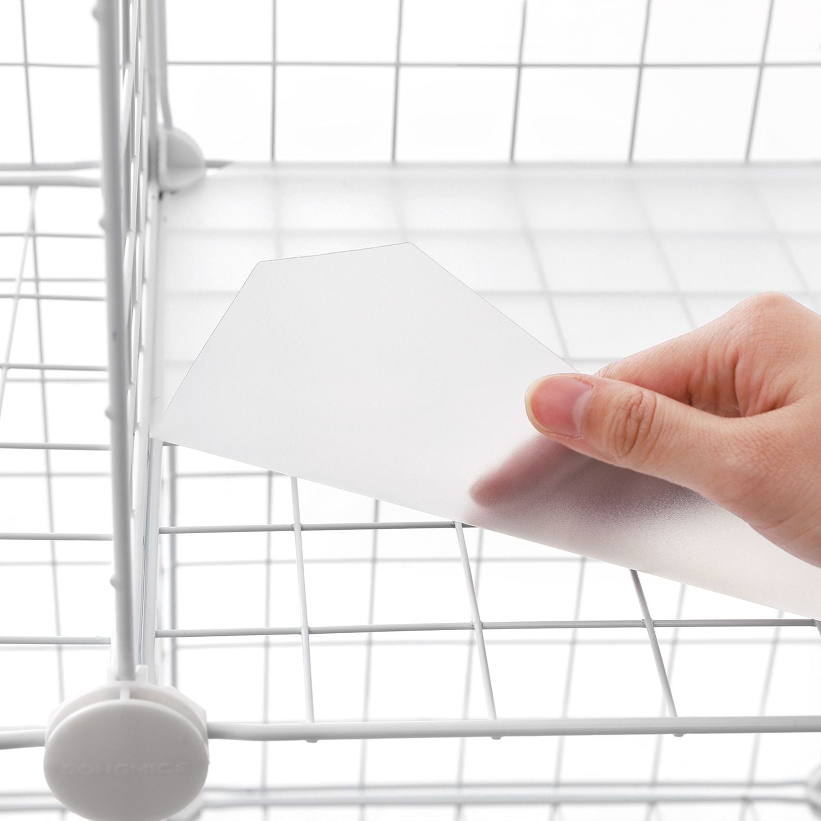Storage cabinet - Cube cabinet with 12 compartments - Rack system with wire grid - Standing cupboard - White