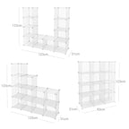 Storage cabinet - Cube cabinet with 12 compartments - Rack system with wire grid - Standing cupboard - White