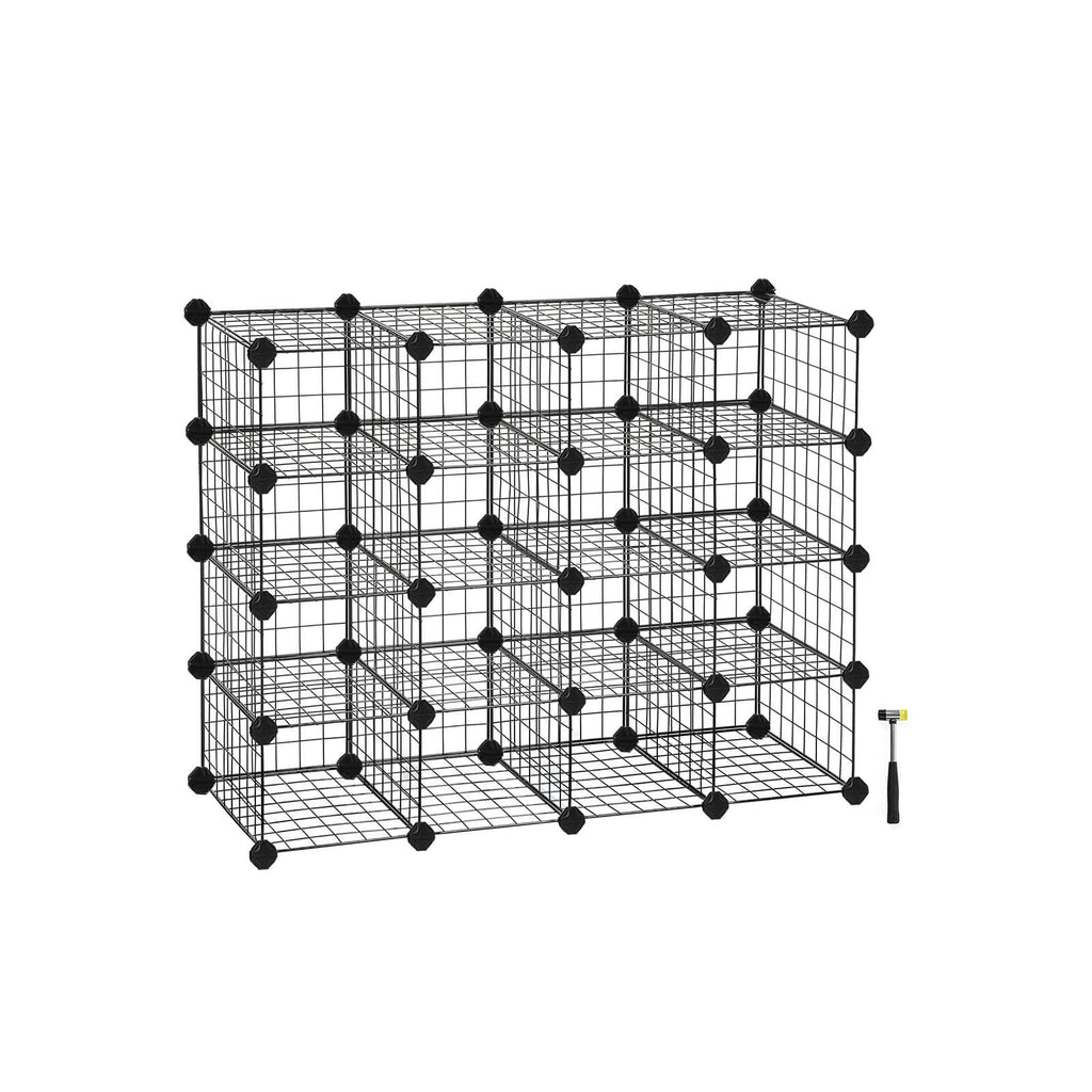 Shoe rack - Cube cabinet - 15 metal wire pockets - White