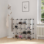 Shoe rack - plastic - with 15 compartments - shoe storage - white