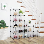 Shoe rack - plastic - with 15 compartments - shoe storage - white