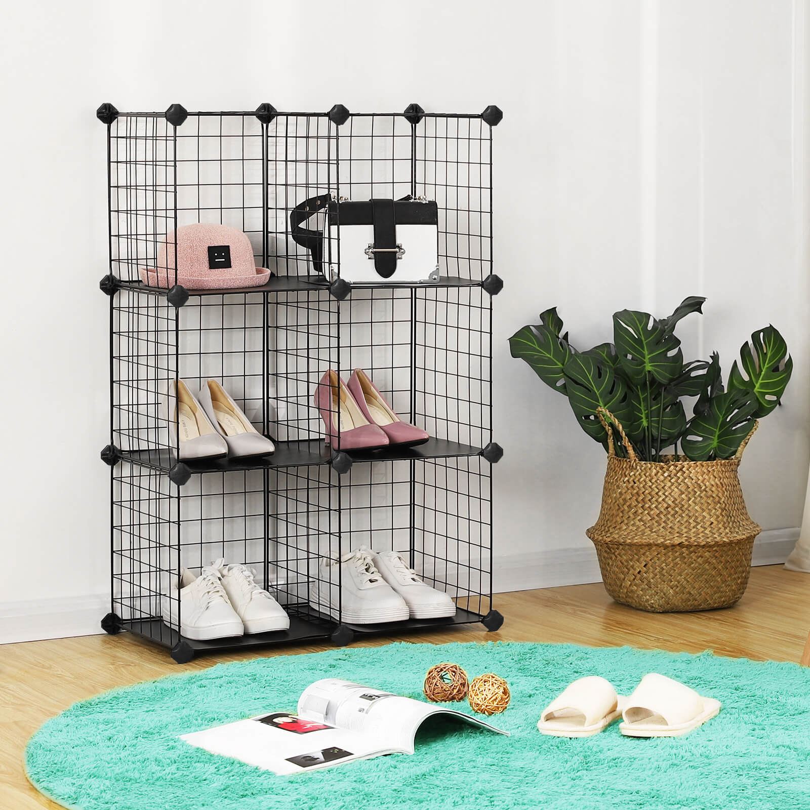 Cube cabinet - Wardrobe with 6 cubes - 63 x 31 x 93 cm - Black