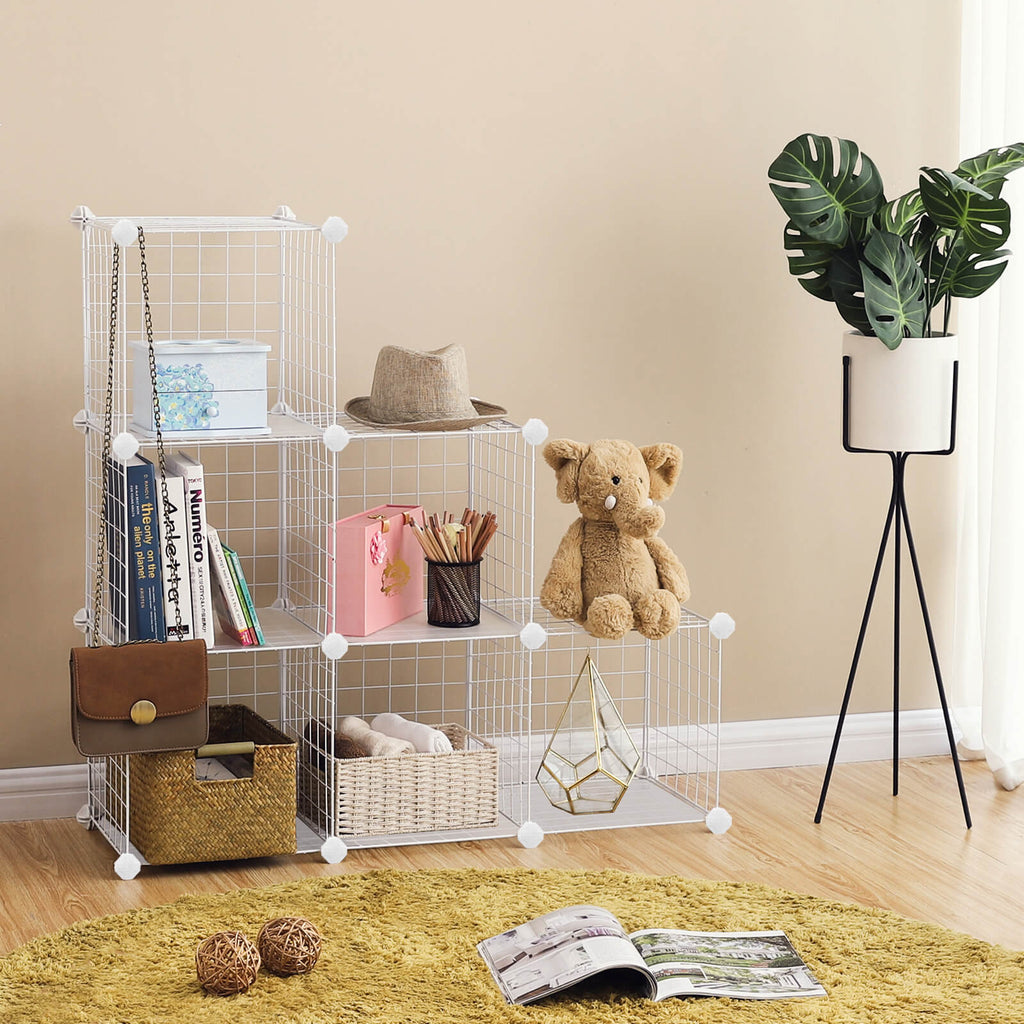 Cube cabinet - Open bookcase - Storage cabinet with 6 compartments - Rooster - White
