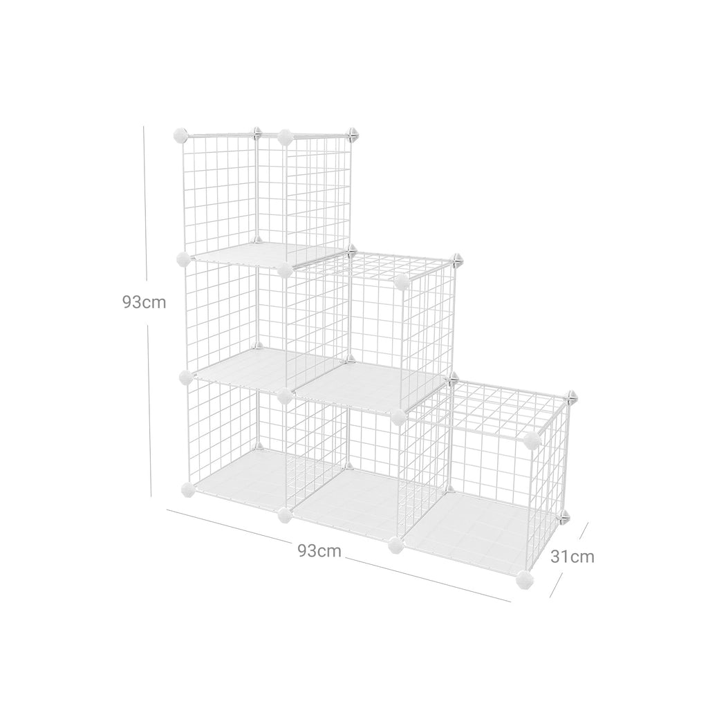 Cube cabinet - Open bookcase - Storage cabinet with 6 compartments - Rooster - White
