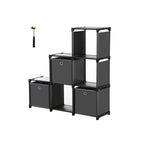 Cube cabinet - Storage cupboard with 6 compartments and 3 storage boxes - Black