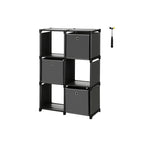 Cube cabinet - Storage cupboard with 6 compartments and 3 storage boxes - Black