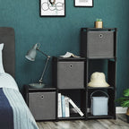 Cube cabinet - Storage cupboard with 6 compartments and 3 storage boxes - Black
