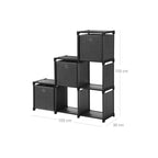 Cube cabinet - Storage cupboard with 6 compartments and 3 storage boxes - Black