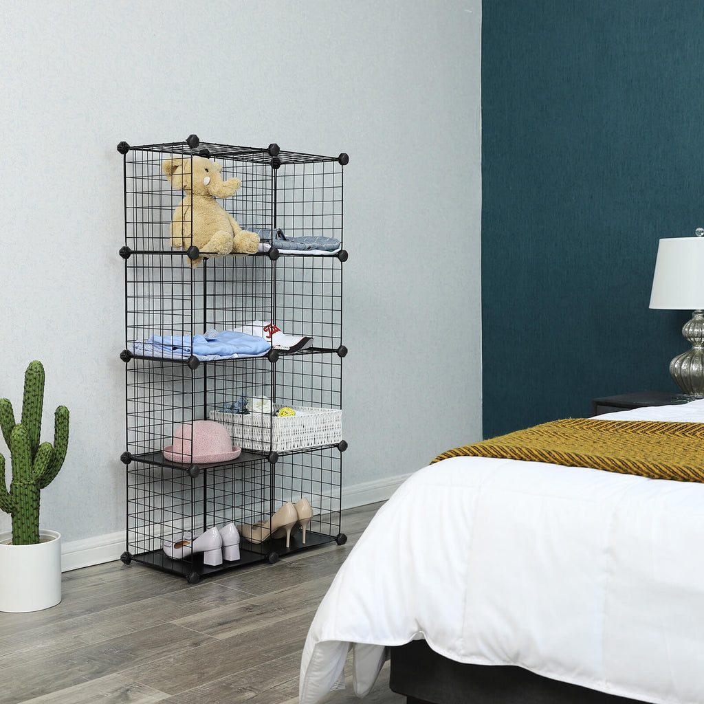 Cube cabinet - Wire mesh Plank system - Storage cabinet - 9 compartments - Black
