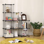 Cube cabinet - Wire mesh Plank system - Storage cabinet - 9 compartments - Black