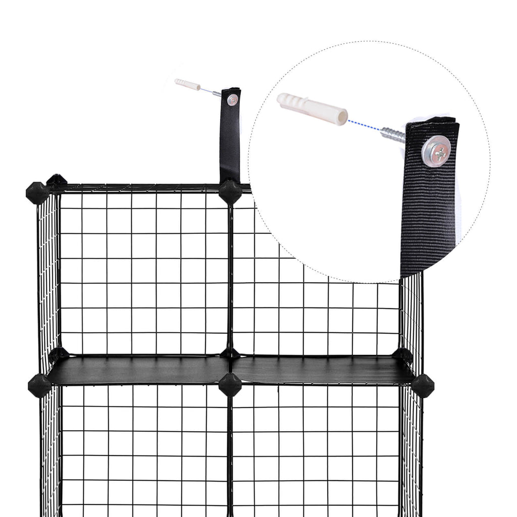 Cube cabinet - Wire mesh Plank system - Storage cabinet - 9 compartments - Black