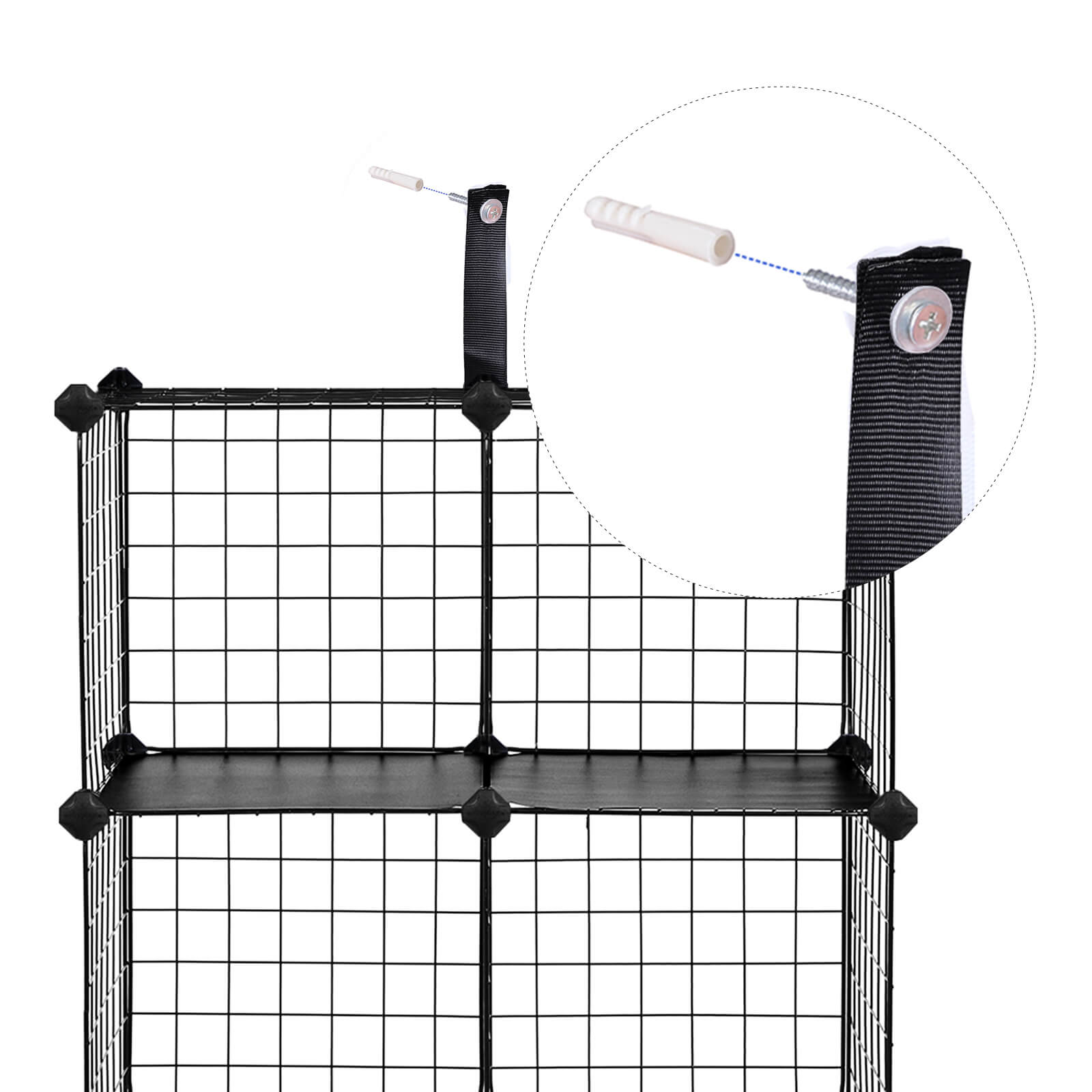 Cube cabinet - Wire mesh Plank system - Storage cabinet - 9 compartments - Black