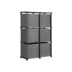 Cube cabinet - Storage cabinet - 6 compartments - with fabric storage boxes - Gray
