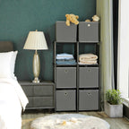 Cube cabinet - Storage cabinet - 6 compartments - with fabric storage boxes - Gray
