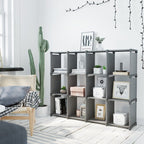 Cube cabinet - Storage cupboard with 12 compartments - Gray