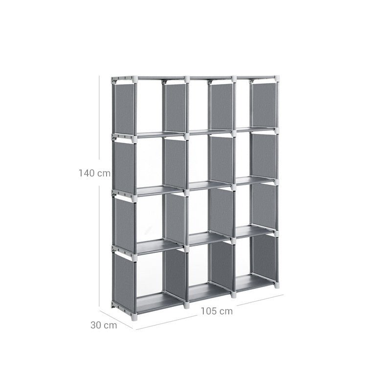 Cube cabinet - Storage cupboard with 12 compartments - Gray