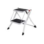 Folding ladder - 2 steps - Anti -slip rubber - with handle - 150 kg load capacity - steel