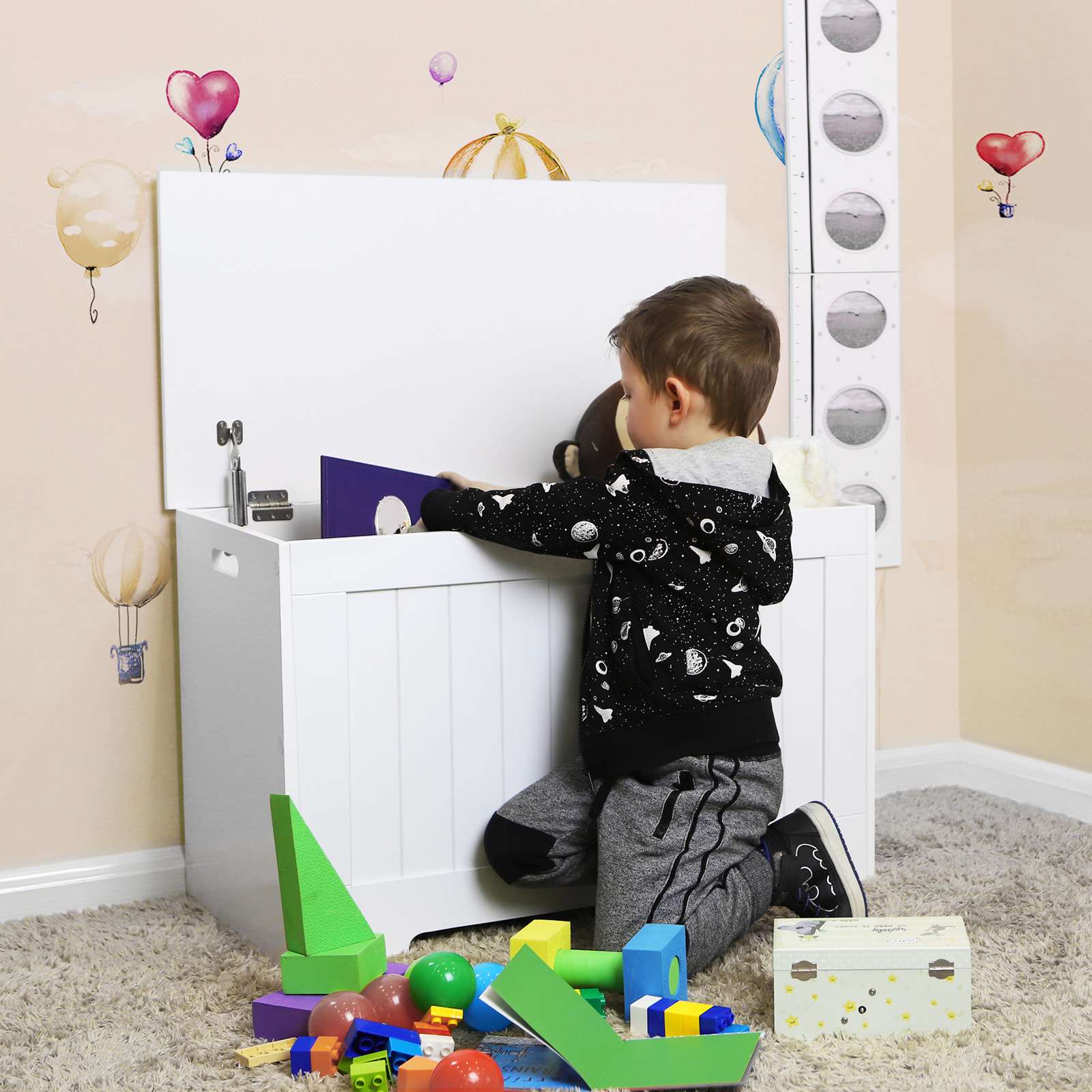 Bench with storage space - Shoe bench - Toy box - Storage cabinet - White